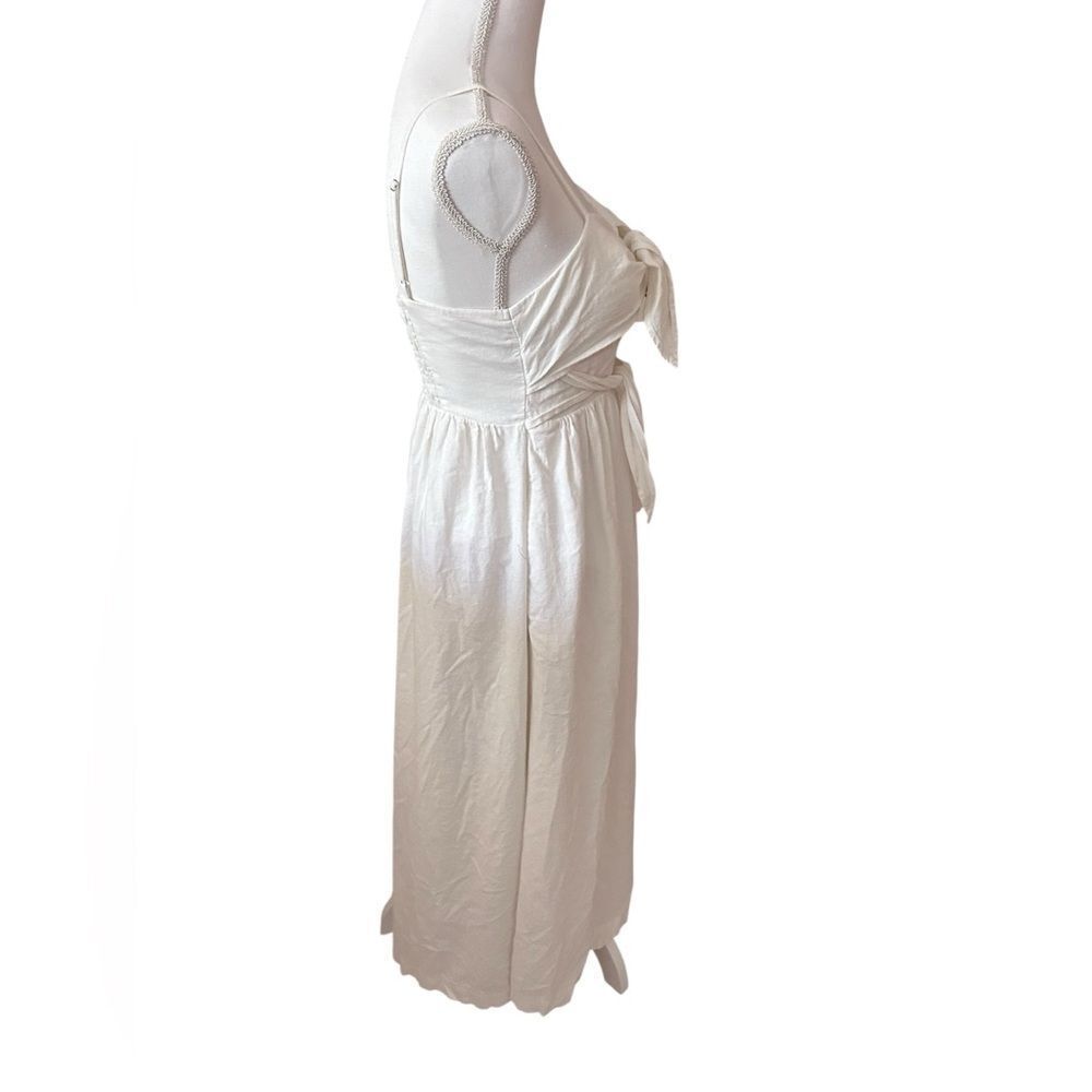 Madewell White Linen Tie-Front Midi  Dress Size 4 - Picture 5 of 6